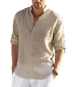 New Men's Casual Blouse Cotton Linen Shirt Loose Tops Long Sleeve Tee Shirt Spring Autumn Casual Handsome Men's Shirts