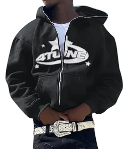 Zip Up Hoodies Cardigan Hooded Warmth Sweatshirt Aesthetics Letter Print Trend Casual Hip Hop Y2k New Sweatshirts Men's Clothing