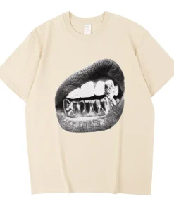 Alternative view of Big Lips Y2k Mouth T Shirt Men Women Grunge Aesthetic Vintage Washed T-shirt Unisex High Quality Cotton Tee