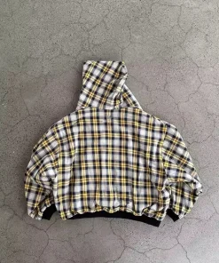 Winter Casual Plaid Print Hoodie Women's Warm Zip-Up Double-Sided Wear Sweatshirt Female Fashion Trendy Loose Hooded - Image 4