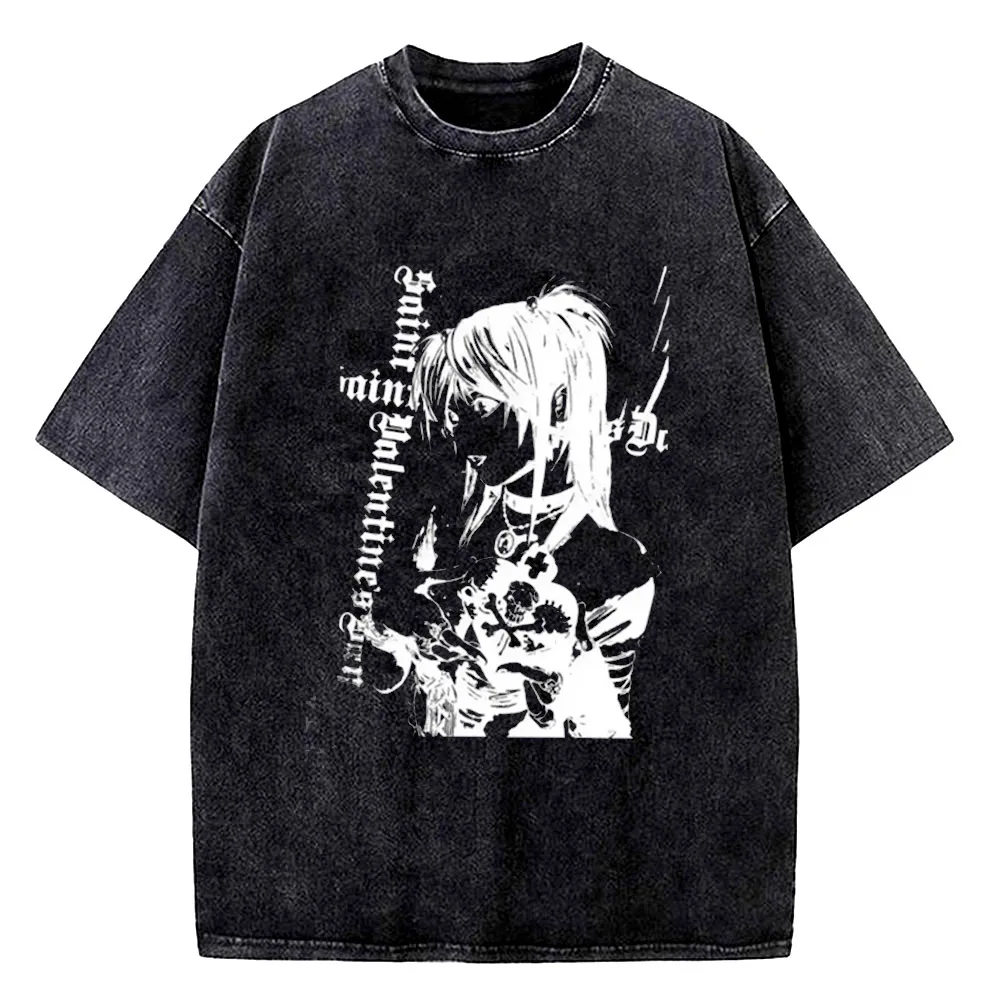 Vintage Washed DEATH NOTE T Shirts L Lawliet Graphic Print T-Shirts Tshirt Short Sleeve 100% Cotton Soft Tee Men Women Clothes - Image 4