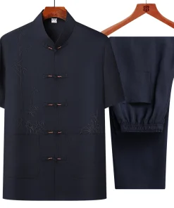 Alternative view of men's sets (shirt + trousers) 2026 summer new style men fashion shirt short sleeve shirt High quality shirts male two piece