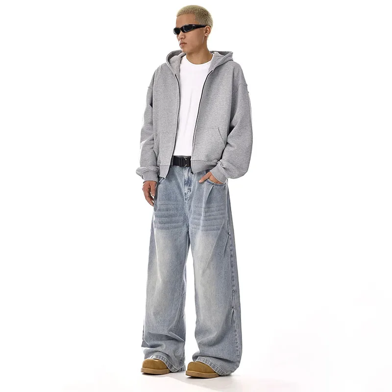 New Korean Retro Men'S Jeans High Street Straight Leg Pants Loose Casual Jeans Fashion Wide Leg Pants - Image 2