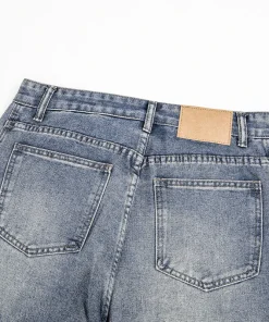 2026 Autumn Men Curved Seam Baggy Jeans Vintage Wash High Waist American Street Wide Leg Denim Pants - Image 5