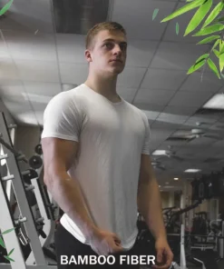 95% Bamboo Fiber T Shirt for Men Comfortable Soft Viscose Tee Shirts Short Sleeve Round Neck Summer Top Gym Bodybuilding Clothes