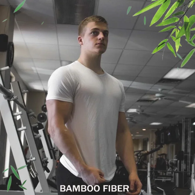 95% Bamboo Fiber T Shirt for Men Comfortable Soft Viscose Tee Shirts Short Sleeve Round Neck Summer Top Gym Bodybuilding Clothes