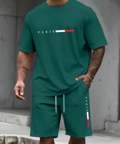 Men's Tracksuit 2 Piece O-neck Short Sleeve Shirt Shorts Set Men's Running Suit Plus Size T shirts Man Clothing Summer T-shirt - Image 4