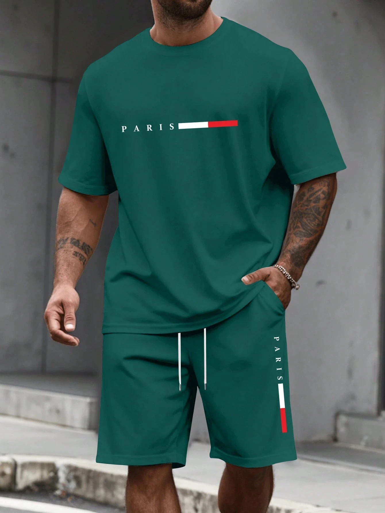 Men's Tracksuit 2 Piece O-neck Short Sleeve Shirt Shorts Set Men's Running Suit Plus Size T shirts Man Clothing Summer T-shirt - Image 4