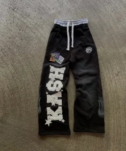 High Street Trendy Pants High Street Ins Trendy Brand Men's and Women's Loose Straight Tube Embroidered Printed Casual Pants