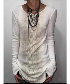 Alternative view of Subculture Vintage Retro Early Visual Style Punk Rock Personality Avant-Garde Python Print Long-Sleeve T-Shirt Top