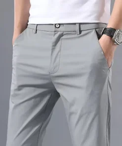 2025 Spring Autumn Thin Slim Men Casual Pants Classic Business Cotton Stretch Golf Trousers Korean Fashion Male Clothing Pants - Image 4