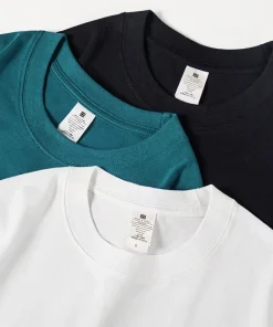 Men's 230g Heavy Cotton Short-sleeved T-shirt Men Pure Cotton Loose Solid Color Bottoming Shirt Trendy Man T-shirt Tops Clothes - Image 5