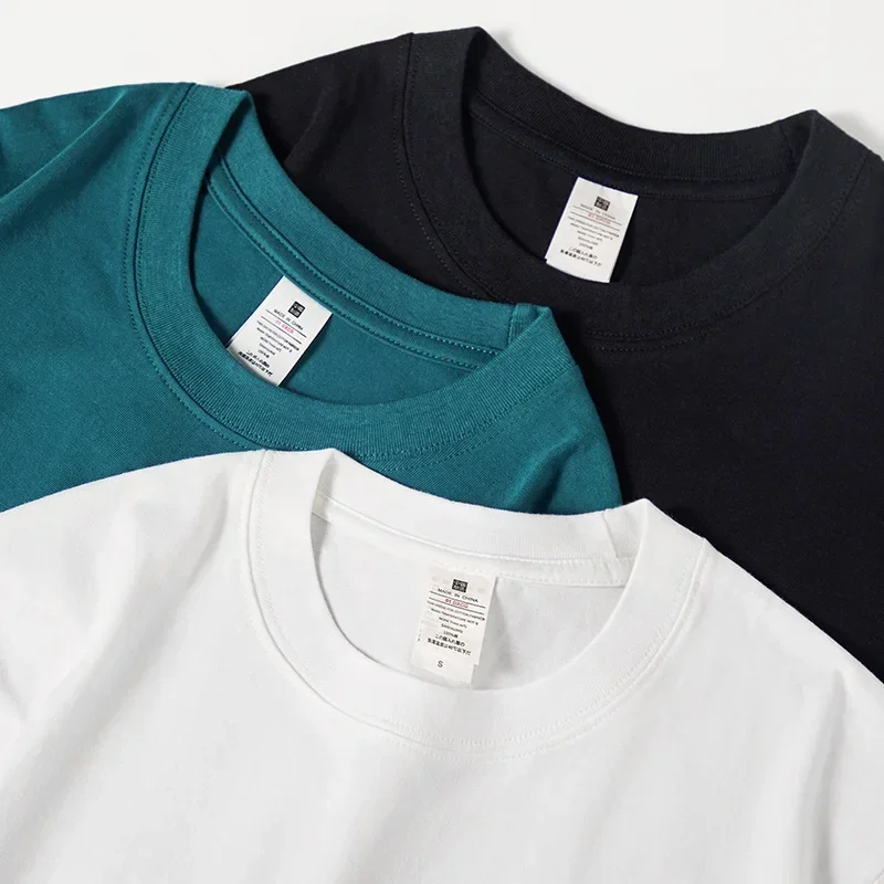 Men's 230g Heavy Cotton Short-sleeved T-shirt Men Pure Cotton Loose Solid Color Bottoming Shirt Trendy Man T-shirt Tops Clothes - Image 5