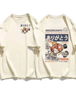 Alternative view of Japanese Streetwear T-shirt Men Koi Fish Soy Sauce Print Casual Women Short Sleeve Tee Summer 2025 Anime Fashion ​​Y2k Clothes