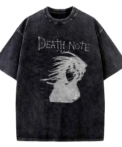 Alternative view of Vintage Washed DEATH NOTE T Shirts L Lawliet Graphic Print T-Shirts Tshirt Short Sleeve 100% Cotton Soft Tee Men Women Clothes