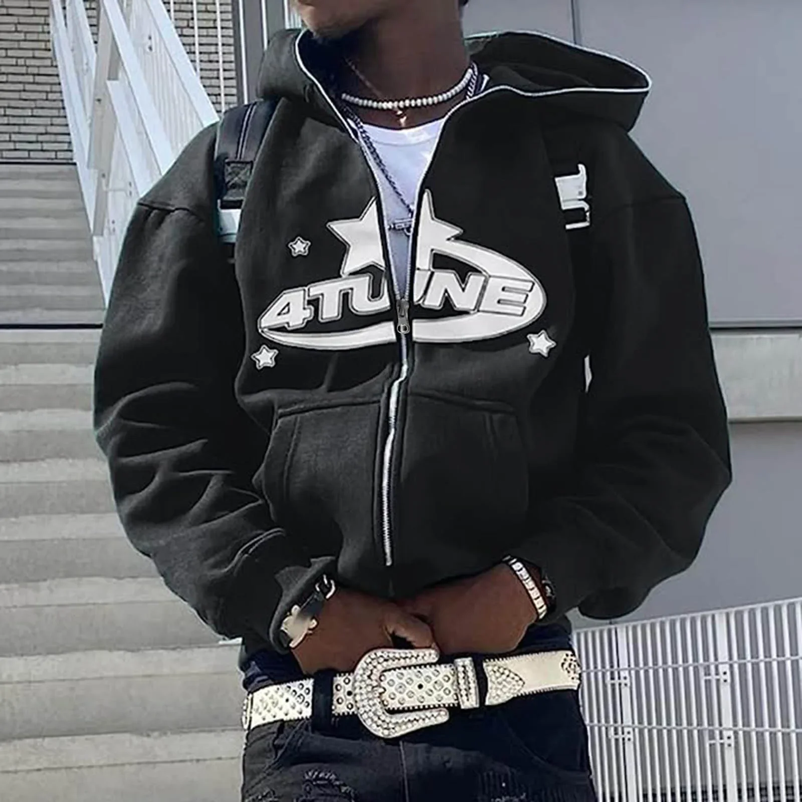 Zip Up Hoodies Cardigan Hooded Warmth Sweatshirt Aesthetics Letter Print Trend Casual Hip Hop Y2k New Sweatshirts Men's Clothing - Image 2