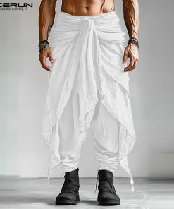 Alternative view of Fashion INCERUN Summer Spring Men Casual Pants Harem Pant Pleated Long Trousers Streetwear Oversize Men's Clothing S-5XL