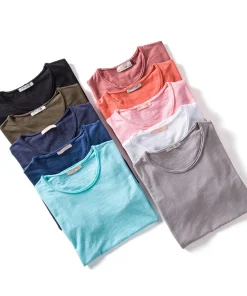 100% Cotton Men T-shirt Casual Soft Fitness Summer Thin T-shirts Men's Home Clothes O-Neck Short Sleeve Soild T Shirt for Men - Image 4