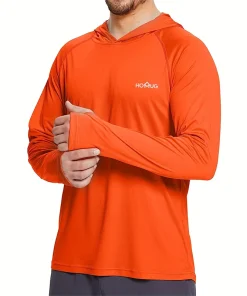 Alternative view of Mens UPF50+ Performance T-Shirt Hoodie Long Sleeve Casual Sun Protection T-Shirt Running Quick Dry Hoodie Sunscreen Fishing Wear